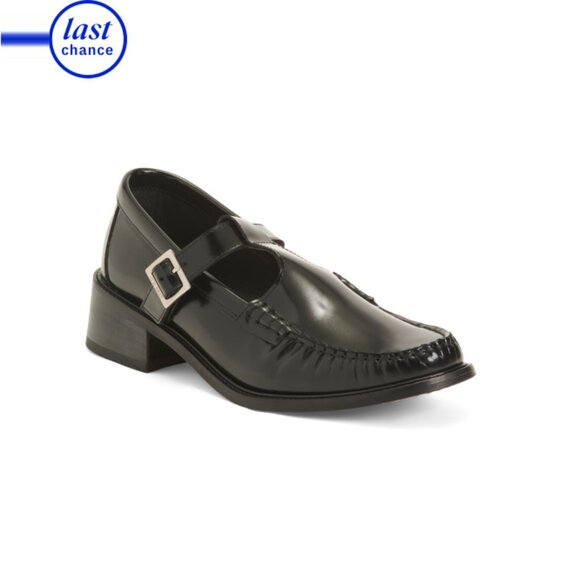 GH BASS Black Made In Portugal Leather Mary Jane Block Heels - Picture 1 of 2